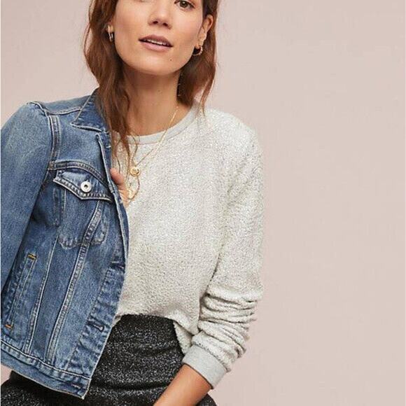 Anthropologie Tops - NWT Anthropologie x Dolan Left Coast Shine Sweater Silver Textured Pullover XS